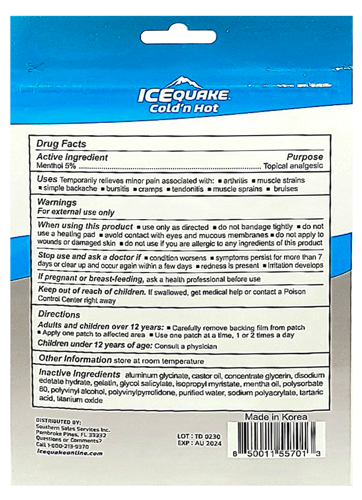 4-pak IceQuake Cold 'n Hot Topical Analgesic Pain Relief Patches (4 patches  per pak) 37% off! Free shipping!