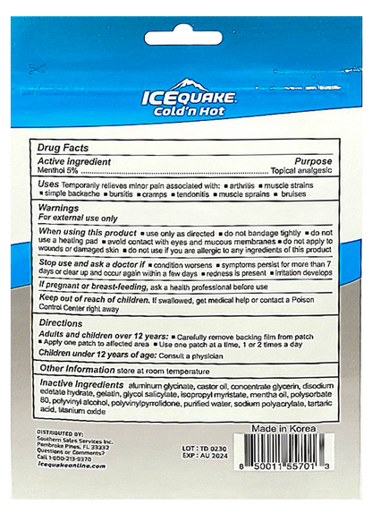 4-pak IceQuake Cold 'n Hot Topical Analgesic Pain Relief Patches (4 patches  per pak) 37% off! Free shipping!