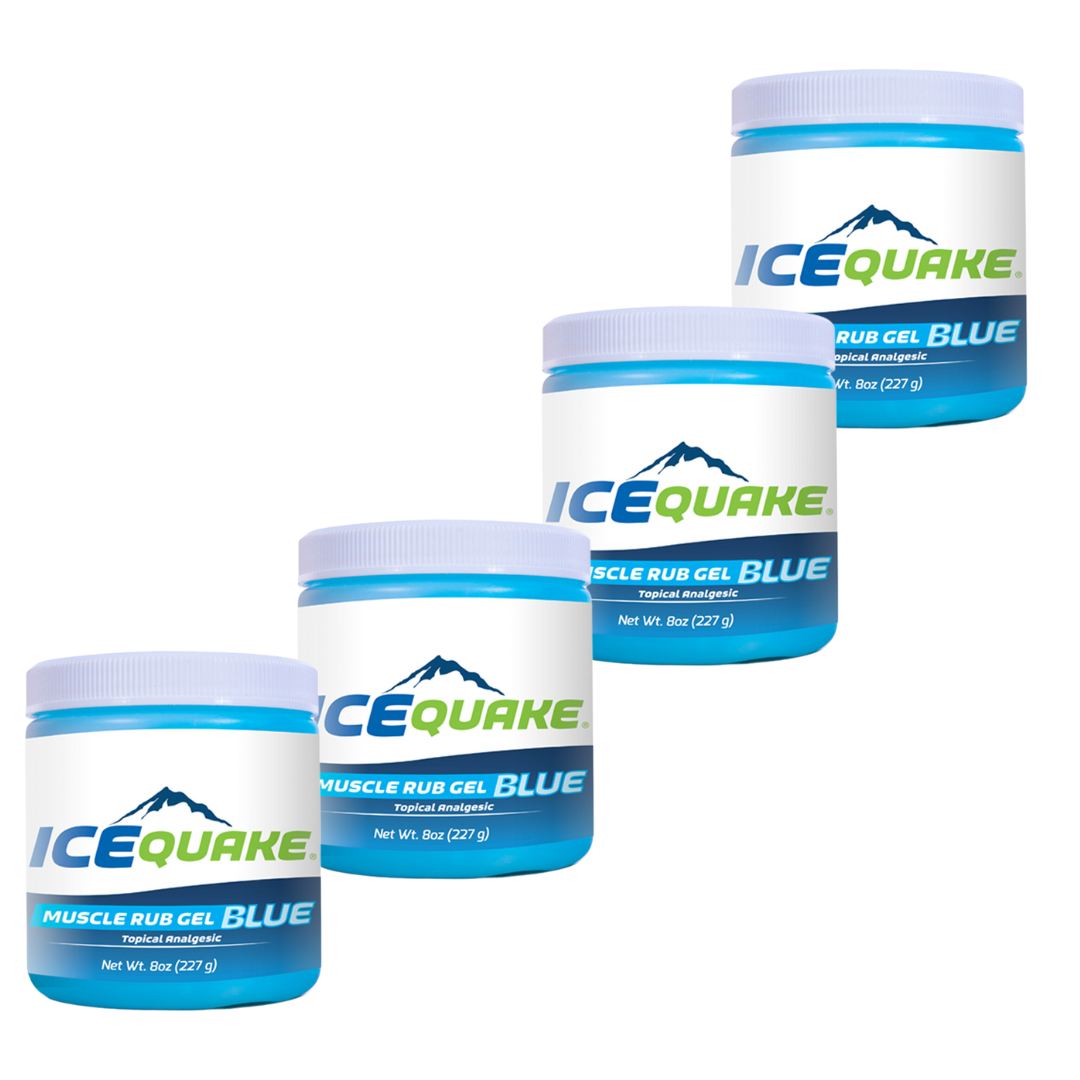 4-pak IceQuake Muscle Rub Gel 8 oz tub - fast acting relief for 6.92 per tub - .865 cents per ounce - 40% off - Expiration 11/26