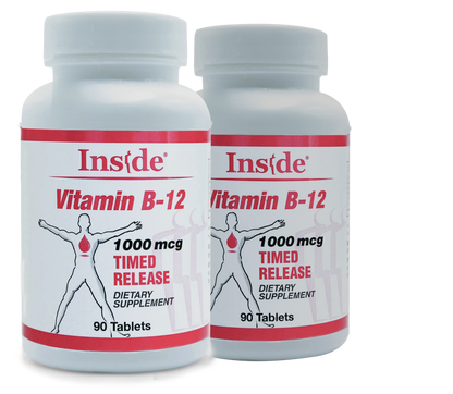 2-pak Inside B-12 Time Release 1000 mcg Tablets - Long lasting energy! 15% Off! Expiration 8/26!